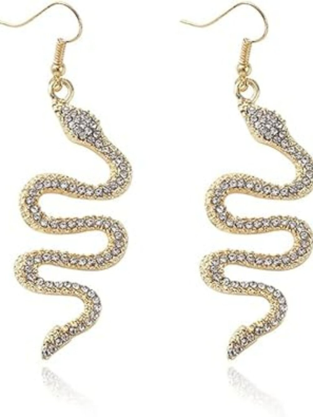 NEW Rhinestone Snake Dangle Earrings Gothic Animal Snake Earrings Gold UNIQUE